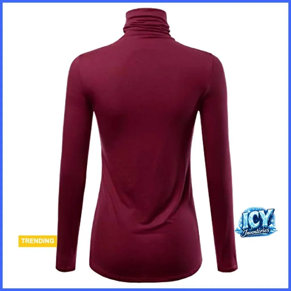 Premium Long Sleeve Turtleneck Pullover Sweater Lightweight Made USA